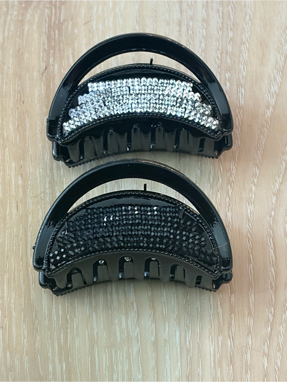 Crystal Accent Black Hair Claw Clips - Set of 2